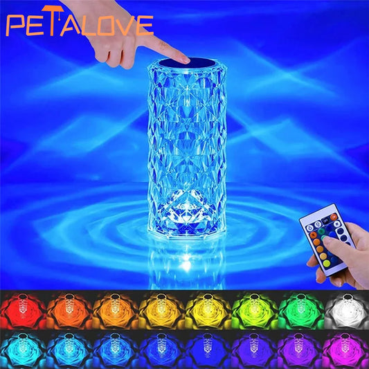 16 Colors Touch Night Light LED Crystal Table Lamp